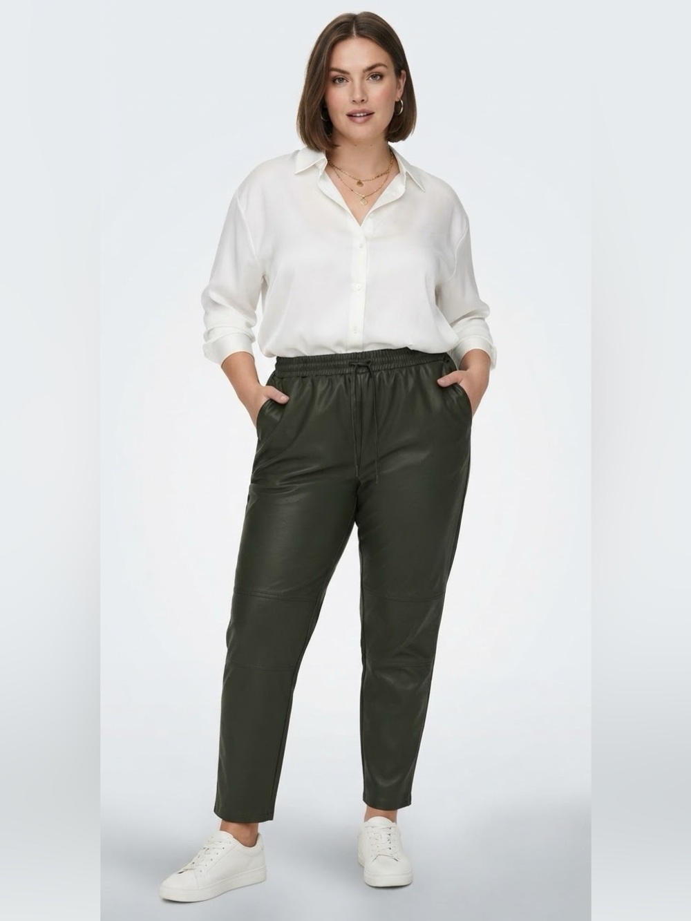 Highrise Forest Green Faux Leather Joggers Size XXL